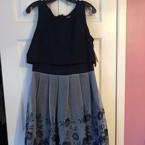 Navy blue dress with mesh bottom